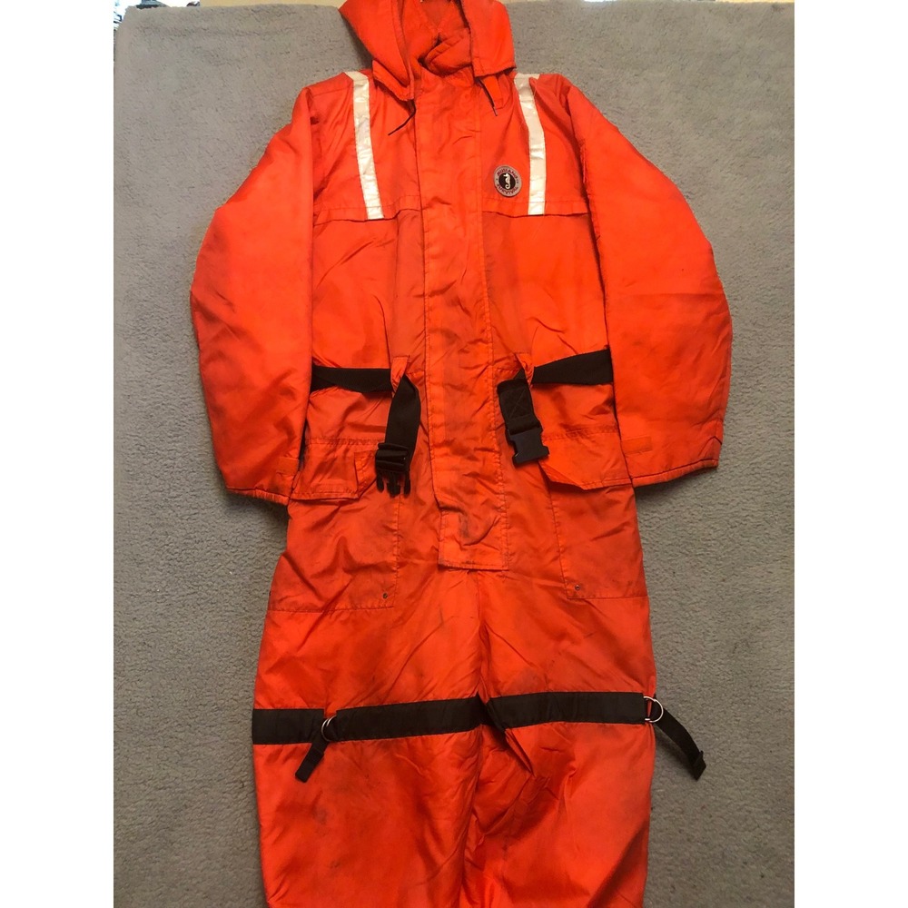 Vtg Mustang Survival MS-185 Buoyant Industrial Wear Orange Flotation Suit XL